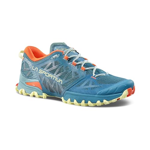 La Sportiva Womens Bushido III - Performance Mountain/Trail Running Shoes, Everglade/Zest, 7