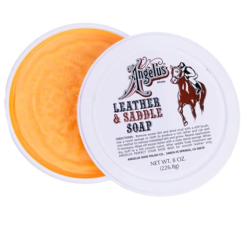 Angelus Saddle Soap for Leather 8oz - Deep Leather Cleaner and Conditioner for Boots, Saddles, & More - Made in USA