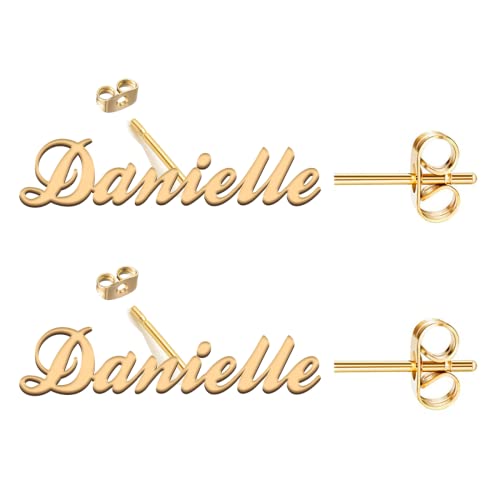 Danielle Personalized Name Stud Earrings Customized Any Name Studs Mother Day Christmas Gift Jewelry for Women