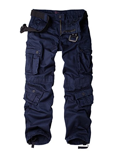 AKARMY Men's Casual Cargo Pants Military Army Camo Pants Combat Work Pants with 8 Pockets(No Belt) Royal Blue 42