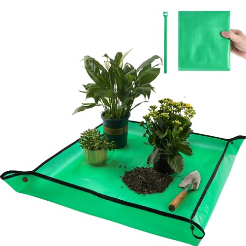 Onlysuki Repotting Mat for Indoor Plant Transplanting Control Mess, 26.8'X26.8' Waterproof Succulent Potting Mat Square Planting Tray Soil Change Mat Gardening Gifts for Plant Lovers