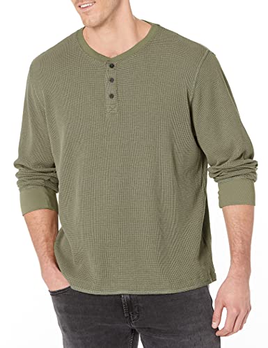 Wrangler Authentics Men's Long Sleeve Waffle Henley, Sea Spray, Large