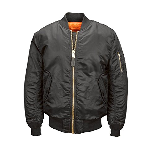 Alpha Industries MA-1 Blood Chit Bomber Flight Jacket - Fighter Pilot Flight Jacket - Black, M