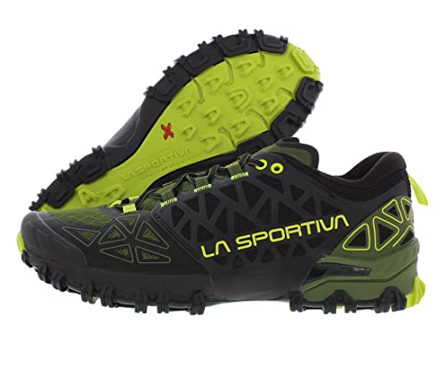 La Sportiva Mens Bushido II Trail Running Shoe, Olive/Neon, 10.5