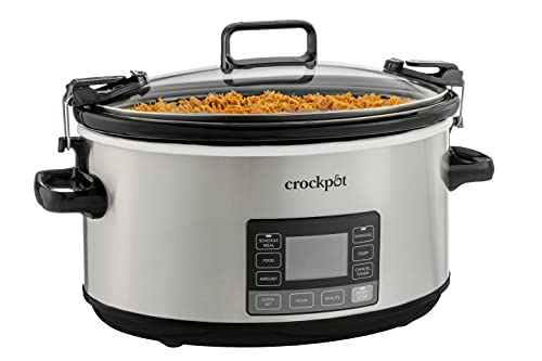 Crock-Pot 7-Quart Slow Cooker, Portable Programmable with Timer, Locking Lid, Stainless Steel; an Essential Kitchen Appliance, Perfect for Families and Gatherings