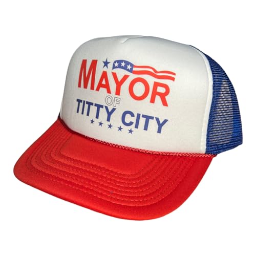 Mayor of Titty City Snapback Trucker Hat for Men or Women, Vintage Fit with Funny Novelty Graphic, Custom Mesh Cap