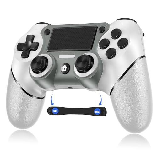 Sombbry Wireless Controller for PS4, Wired P-4 Pro Controller with Paddles, White P-4 Controller Accessories, P-4 Accessories Perfect Adaptive Full Version 4/4 Pro/Slim.