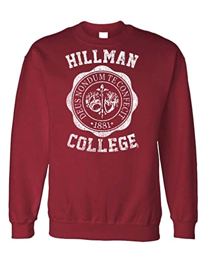 The Goozler Hillman College - Retro 80s Sitcom tv - Fleece Sweatshirt, L, Maroon