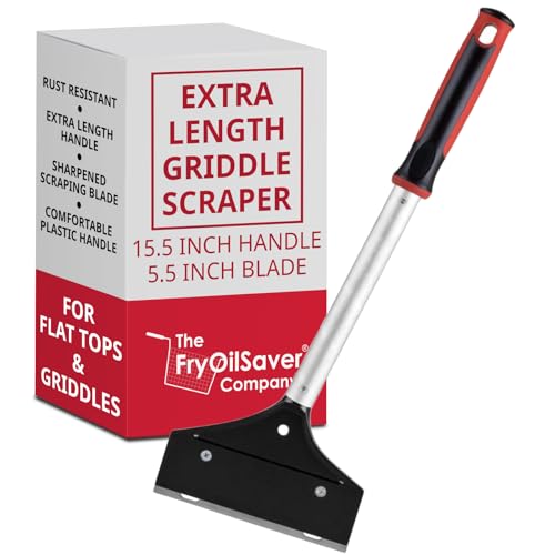 Flat Top Grill Scraper, 15.5' Long Griddle Scraper Tool, 5.5' Replaceable Blade Kitchen Scraper, Ideal for Cleaning & Grilling Accesories for Restaurants, Diners, Bars by FryOilSaver Co. - Model 90018