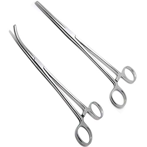 Apical Set of Kelly Forceps Locking Tweezers Clamp, Silver, Straight &Curved, 5-1/2 Inch