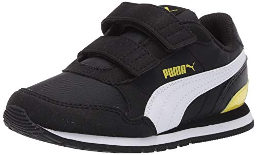 PUMA Unisex Child St Runner Hook And Loop Sneaker, Puma Black-puma White-meadowlark, 7 Toddler US