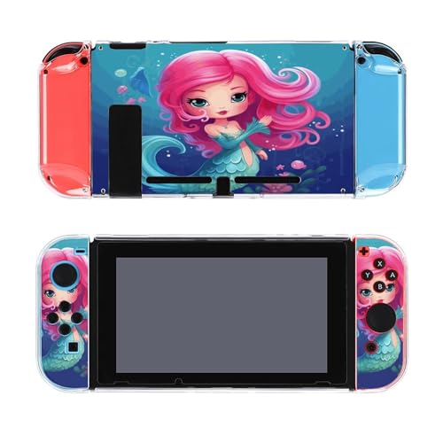 AoHanan Mermaid Pink Tail Switch Screen Protector Case Cover Full Accessories Switch Game Case Protection Skin for Switch Console and Joy-Cons