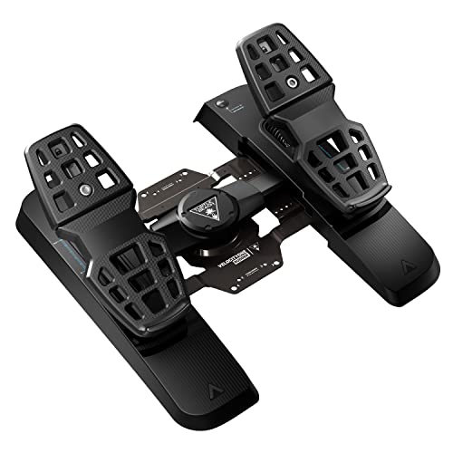 Turtle Beach VelocityOne Universal Rudder Pedals for Windows 10 & 11 PCs, Xbox Series X, Xbox Series S, and Xbox One Featuring Smooth Rudder Axis, Adjustable Brakes and Pedal Width – Black