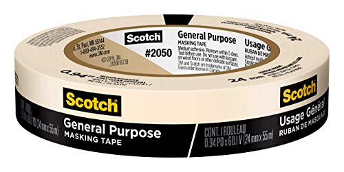 Scotch General Purpose Masking Tape, Tan, Tape for Labeling, Bundling and General Use, Multi-Surface Adhesive Tape, 0.94 Inches x 60 Yards, 1 Roll