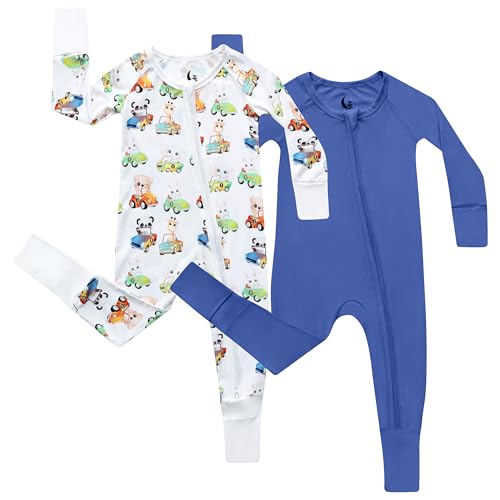 Cozi Baby 2-Pack Bamboo Viscose Baby Pajamas 0-24 Months - Bamboo Viscose Sleepers with Mitten and Feet Cuffs - Baby Sleeper