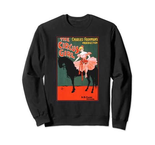 Circus Girl Vaudeville Ballerina On Black Horse Retro Sweatshirt