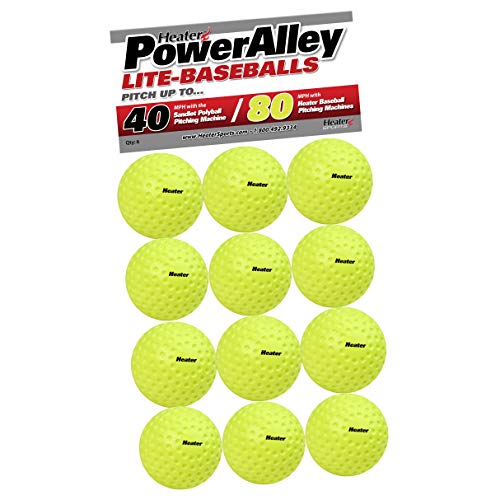 Heater [12 Pack] Sports PowerAlley 80 MPH Lite Balls & Trend Sports Sandlot 40 MPH Lite Balls Sports & Trend Sports Pitching Machines