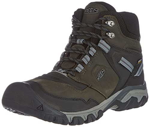 KEEN Men's-Ridge Flex Mid Height Waterproof Hiking Boots, Magnet/Black, 12