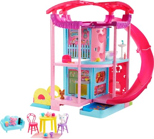 Barbie Dollhouse, Chelsea Playhouse with Transforming Areas & 20+ Pieces, Includes 2 Pets, Pool, Furniture & Accessories