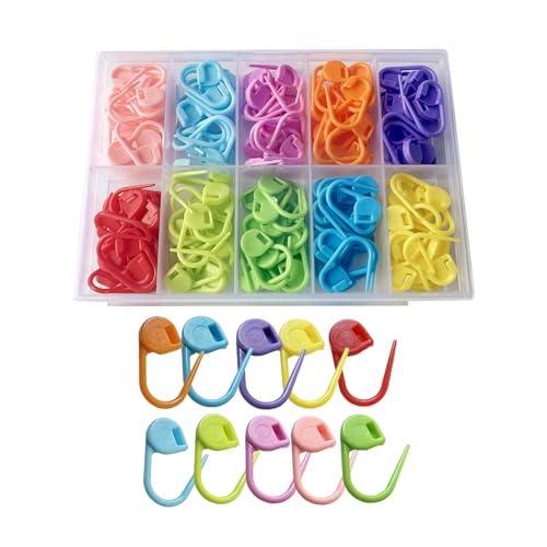 Meikeer 150 Pieces Knitting Crochet Locking Stitch Markers Stitch Needle Clip Counter 10 Colors (Color Ship Randomly)