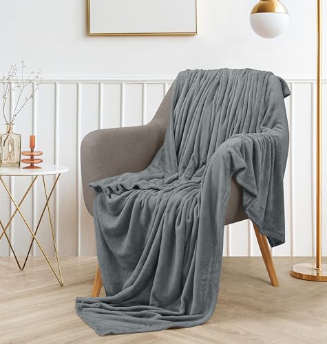 Utopia Bedding Cool Grey Fleece Blanket Throw Size Lightweight Fuzzy Soft Anti-Static Microfiber Bed Blanket (60x50 Inch)
