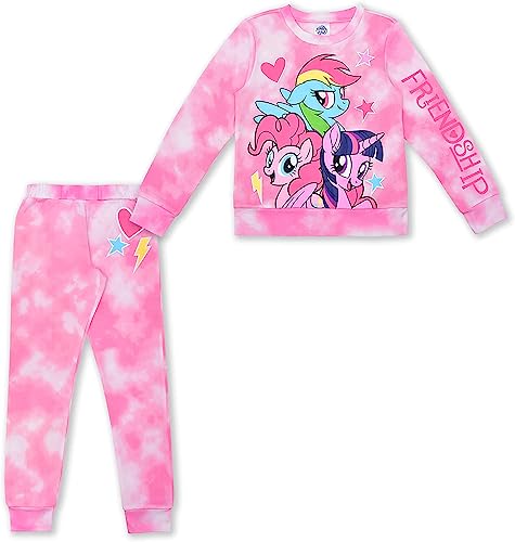 My Little Pony Hasbro Girls’ Sweatshirt and Joggers Set for Little and Big Kids – Pink