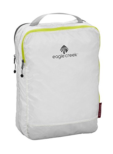 Eagle Creek Pack-It Clean/Dirty Packing Cube - Durable Lightweight Dual Compartment Travel Organizers for Clothes to Keep Clean and Dirty Separated, White/Strobe, Medium