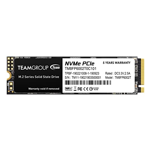 TEAMGROUP MP33 2TB SLC Cache 3D NAND TLC NVMe 1.3 PCIe Gen3x4 M.2 2280 Internal Solid State Drive SSD (Read/Write Speed up to 1,800/1,500 MB/s) Compatible with Laptop & PC Desktop TM8FP6002T0C101