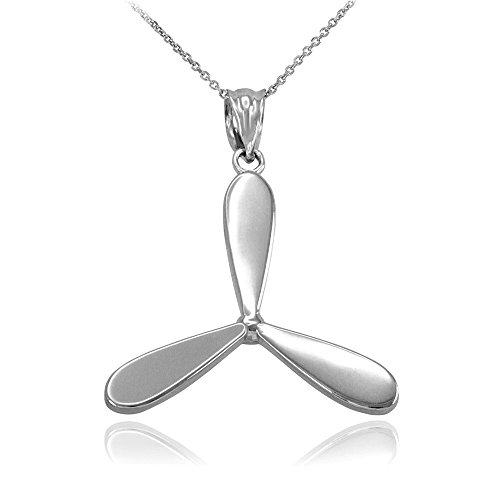 Polished 925 Sterling Silver Airplane Propeller Pendant Necklace, 16'