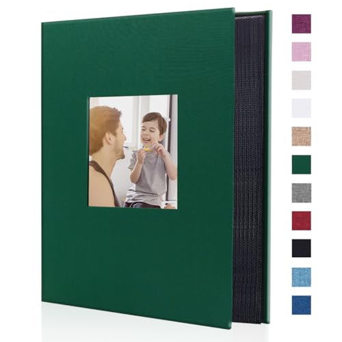 Artmag Fabric Photo Album 4x6 300 Large Capacity for Family Wedding Anniversary Linen Album Holds 300 Horizontal Photos (300 Pockets, Dark Green)