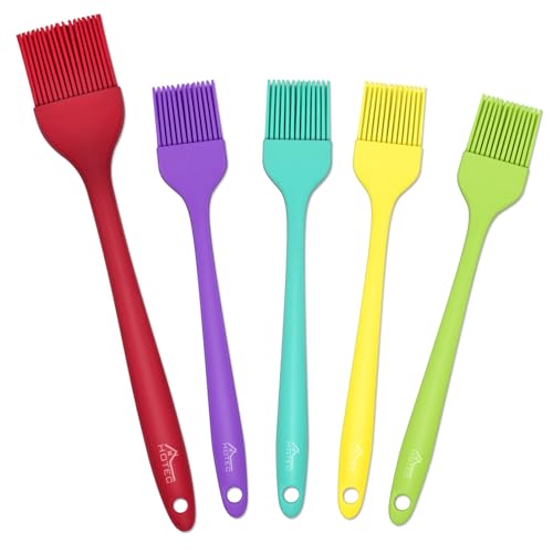 HOTEC Silicone Heat Resistant Marinading Meat Grill Basting Pastry Brush for Oil Butter Sauce Sausages Desserts Turkey Baster Grill Barbecue, Multicolor