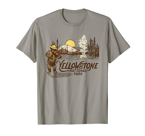 Yellowstone National Park Vintage Bear & Fiddle Old Faithful T-Shirt