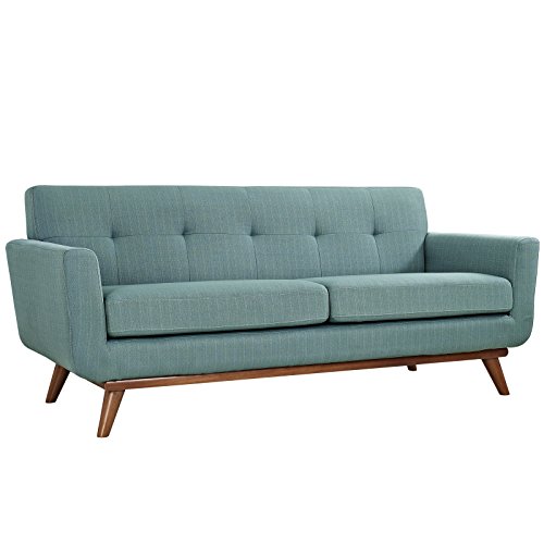 Modway Engage Mid-Century Modern Upholstered Fabric Loveseat in Laguna