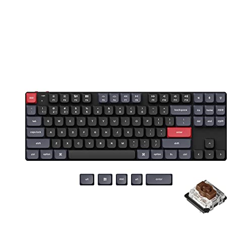 Keychron K1 Pro QMK/VIA Ultra-Slim Wireless Bluetooth/Wired USB Custom Mechanical Keyboard for Mac Windows Linux, TKL Layout Double-Shot PBT Keycaps White LED Backlit Low-Profile Gateron Brown Switch