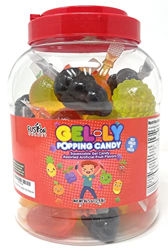 Fusion Select Fruit Snack Jelly Fruits - Assorted Flavors for TikTok Candy Challenge, Strawberry, Orange, Apple, Pineapple, Grape, Mango (1 Jar)