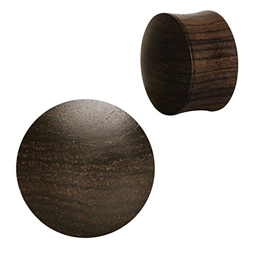 Pierced Owl Organic Ebony Wood Double Flared Saddle Plugs, Sold as a Pair (25mm (1'))