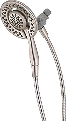 Delta Faucet 4-Setting In2ition 2-in-1 Dual Shower Head with Handheld, Brushed Nickel Round Shower Head with Hose, Detachable Shower Head, Hand Held Shower Head, SpotShield Stainless 75486CSN