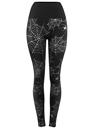 Just Quella Women's Plus Size Brushed Leggings Ultra Soft High Waisted Seamless Leggings (M/L, Spider Web2)