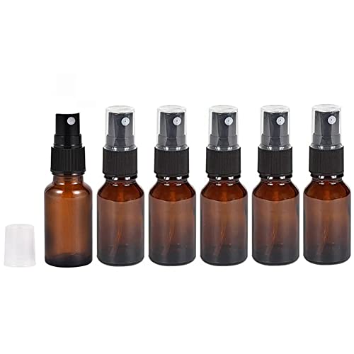 6PCS 5ml/0.2oz Empty Amber Glass Spray Bottles Refillable Fine Mist Spray Bottles Mini Travel Size Container Storage for Essential Aromatherapy Perfume Cosmetic Sprays