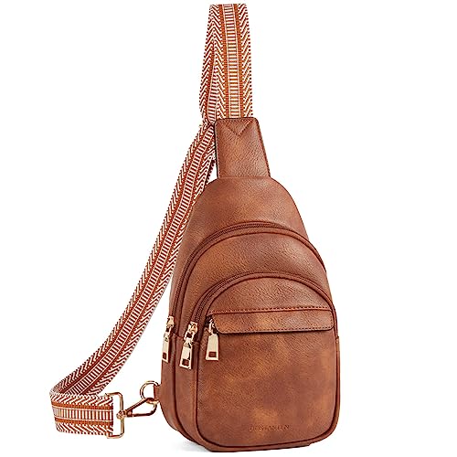 BOSTANTEN Small Sling Bag for Women Leather Crossbody Bags Fanny Pack Chest Bag for Travel, Brown