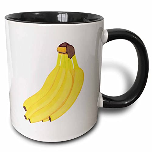 3dRose mug_77685_4 'Painting of fruit a bunch of yellow bananas' Two Tone Black Mug, 11 oz, Multicolor