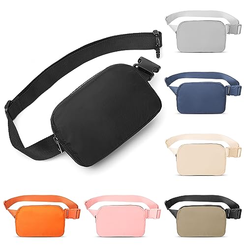 Seadamoo Mini Black Fanny Pack Crossbody Bags for Women and Men, Waterproof Belt Bag with Adjustable Strap for Traveling Running Hiking Cycling.