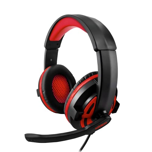 Nyko Ns-2600 Wired Headset for Nintendo Switch, Switch OLED & Switch Lite - Lightweight Headphones w/Adjustable Microphone - Compatible w/PC, PS4 & PS5 - Nintendo Switch Accessories (Black and Red)