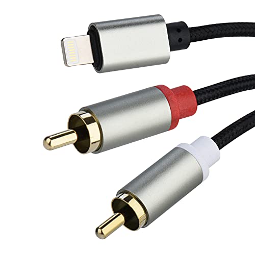 Lightning to RCA Cable Audio Aux Adapter, 3.3ft/1M Cable,Stereo Y Splitter Adapter for Phone, Pad and Pod Models for Power Amplifier, Car, Home Theater