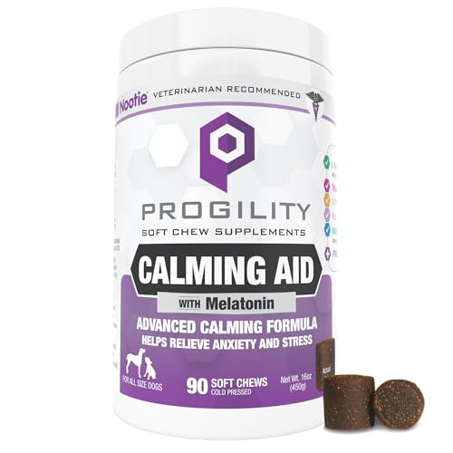 Nootie PROGILITY Daily Calming Aid Chews for Dogs - Aids Dog Anxiety, Separation Anxiety & Stress Relief with Melatonin - Dog Relaxant Dogs - 90 ct. - Sold in Over 4,000 Pet Stores