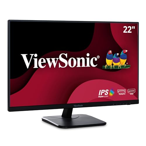 ViewSonic VA2256-MHD 22 Inch IPS 1080p Monitor with Ultra-Thin Bezels, HDMI, DisplayPort and VGA Inputs for Home and Office, blue