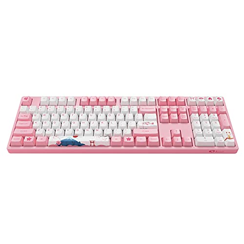 Akko World Tour Tokyo 108-Key R1 Wired Pink Mechanical Gaming Keyboard, Programmable with OEM Profiled PBT Dye-Sub Keycaps and N-Key Rollover, Mac/Win Compatible (Akko Cream Blue Switch)