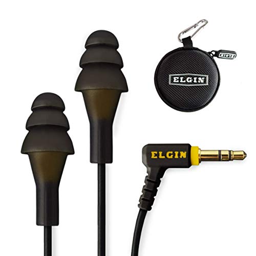 Elgin Ruckus Earplug Earbuds | OSHA Compliant Noise Reduction in-Ear Headphones : Isolating Ear Plug Earphones Black