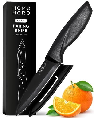 Home Hero 2 Pcs Paring Knife with Sheath - High Carbon Stainless Steel Chopping Knife with Ergonomic Handle - Razor-Sharp Multi-Purpose Kitchen Knife for Chopping Vegetable and Cooking