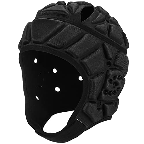 VICTRIDGE Flag Football Helmet Youth Soft Shell Helmet 7v7 Rugby Headgear Scrum Cap Youth Kids Adults (Black, Large)